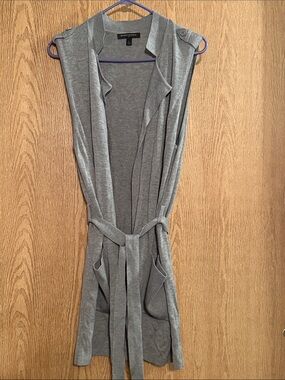 Banana Republic Long Sleeve Gray Knit Belted Dress